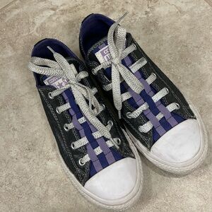 Girl CONVERSE ALL STAR Black Silver Shimmer Size Big Girl 3 Women’s 5